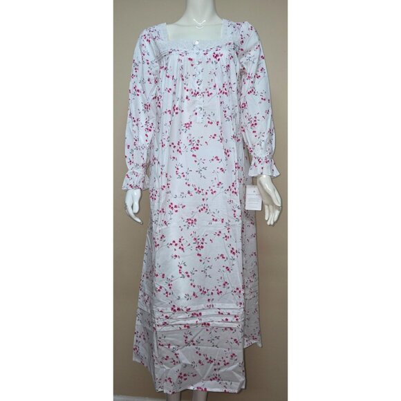 EILEEN WEST Long Sleeve Floral 100% Cotton Ballet Nightgown Gown Sm NEW E5525061 - Picture 1 of 8